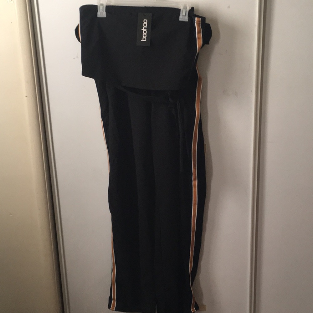 Sport stripe bandeau + wide leg trouser